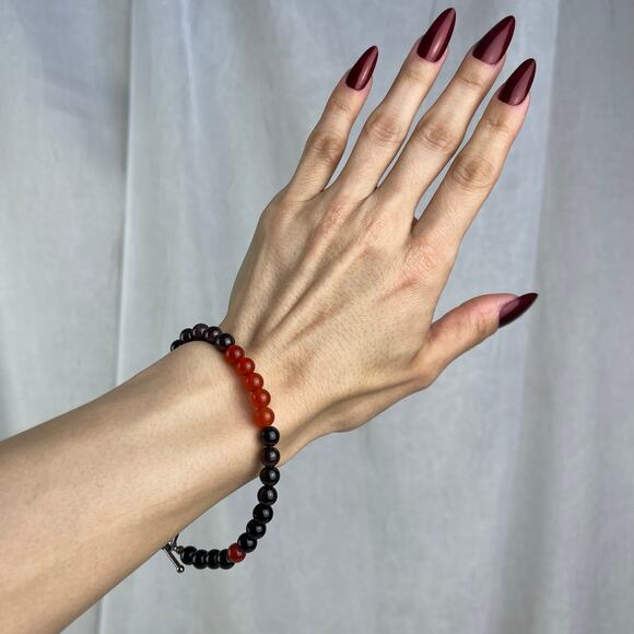 Carnelian Garnet Obsidian Crystal Gemstone Bead Bracelet Handmade - Picture 12 of 16